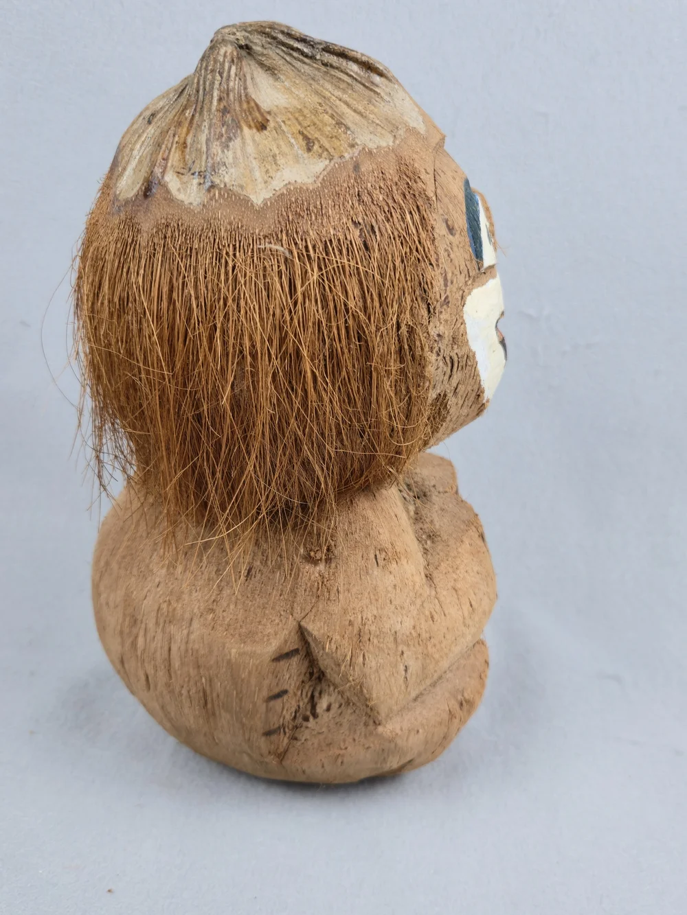 Vintage Carved Coconut Clown Figurine Tiki Folk Art Tropical SouvenirVintage